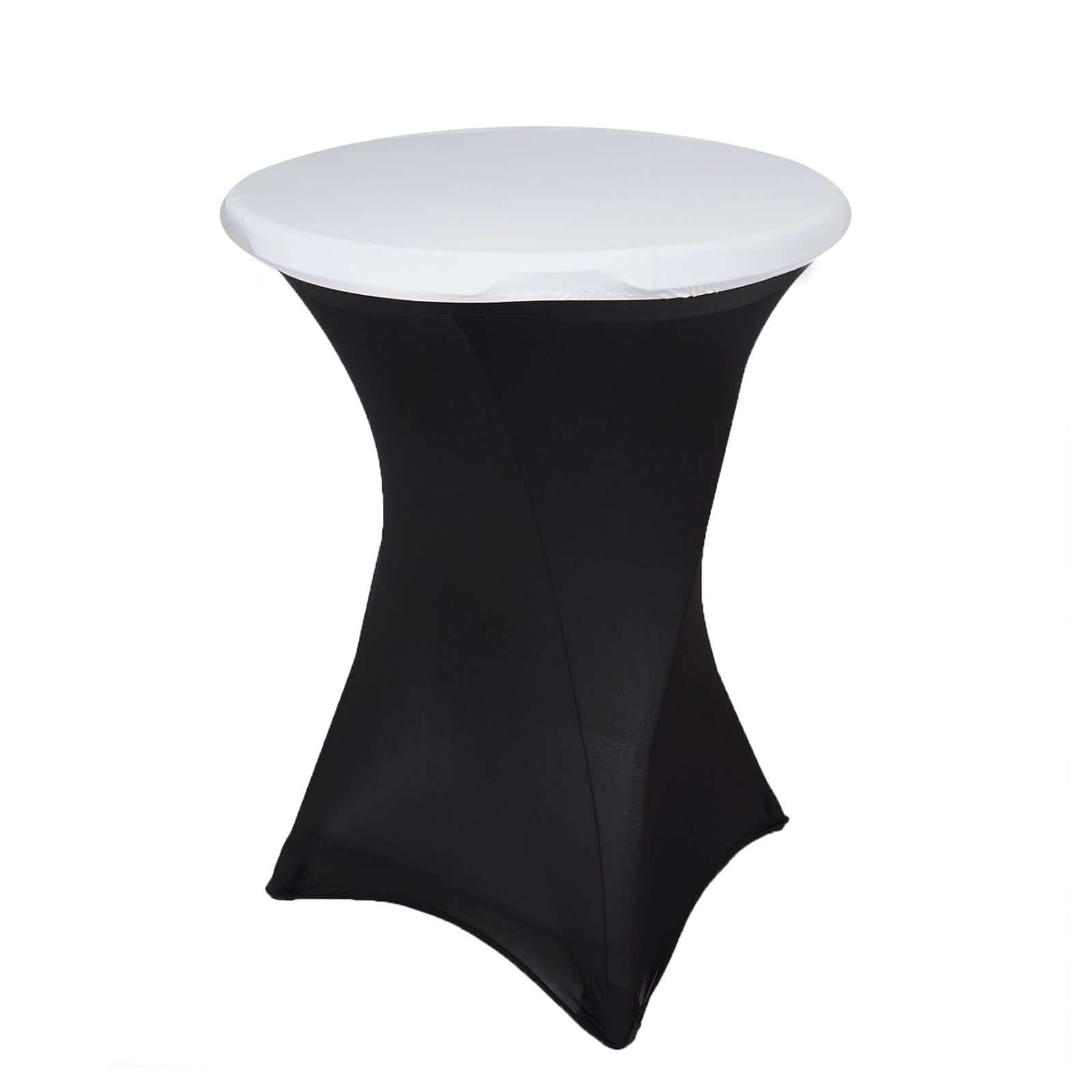 Spandex Table Top Cover White Fitted Cocktail Topper - Wrinkle - Free Event Decor - Linen Luxes
