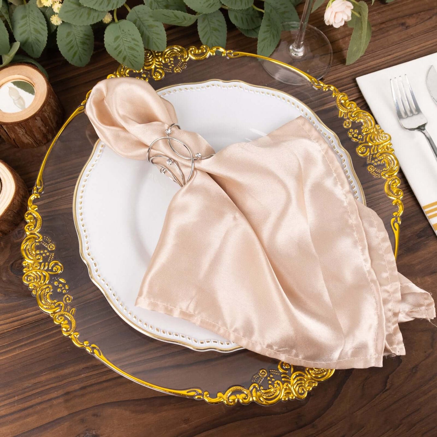 4 Pack Silver Metal Napkin Rings, Hollow Woven Style With Rhinestones, Elegant Napkin Holders