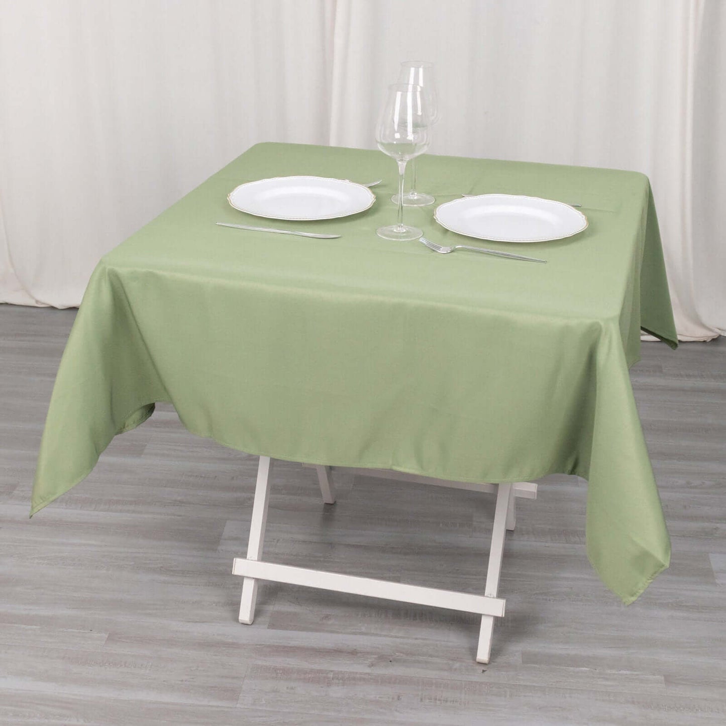 Premium Polyester 54"x54" Table Overlay Square Tablecloth Dusty Sage Green - 220GSM Stain and Wrinkle-Resistant Table Topper