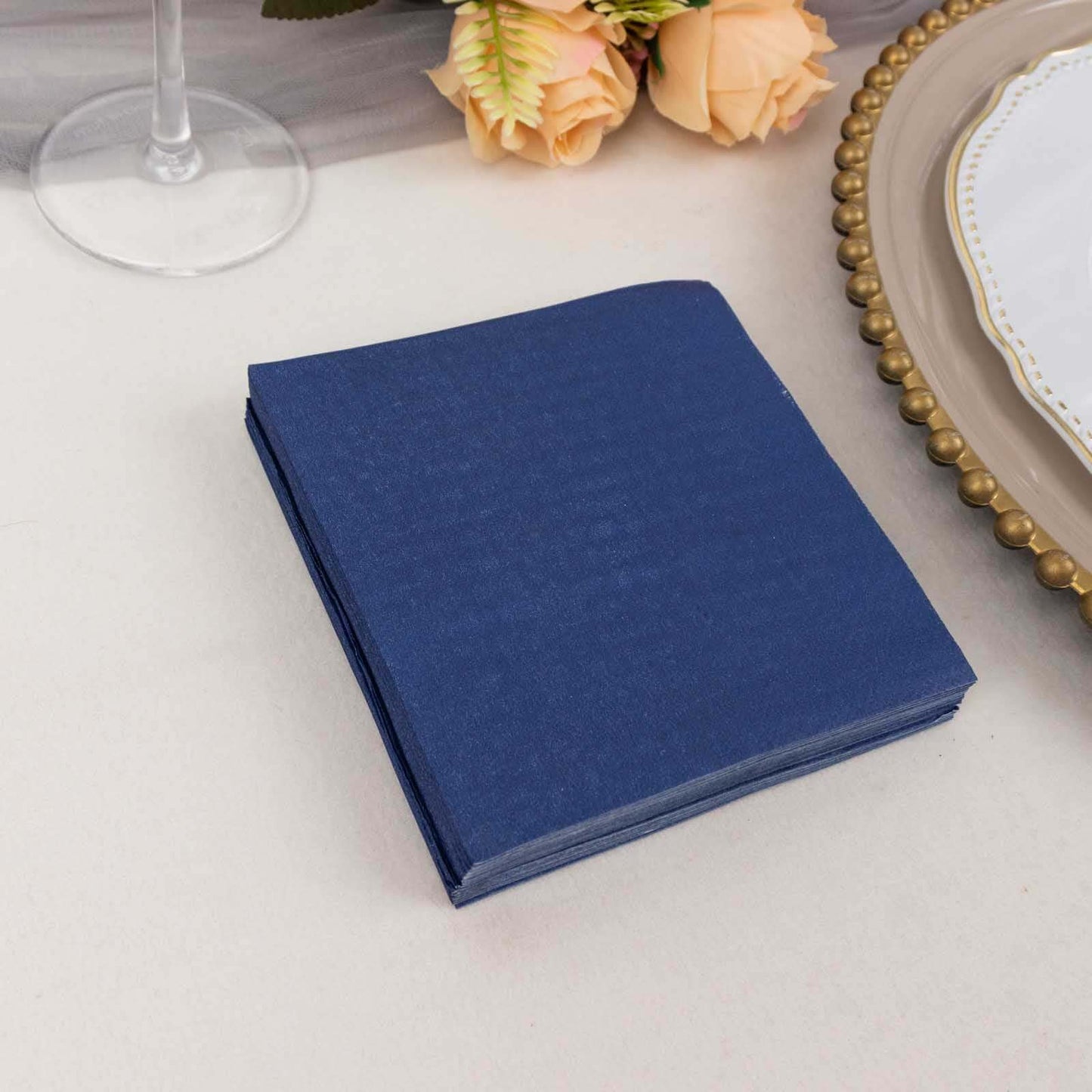 50-Pack Paper Beverage Napkins Navy Blue - 2 Ply Disposable Soft 18GSM Cocktail Napkins 5"x5"