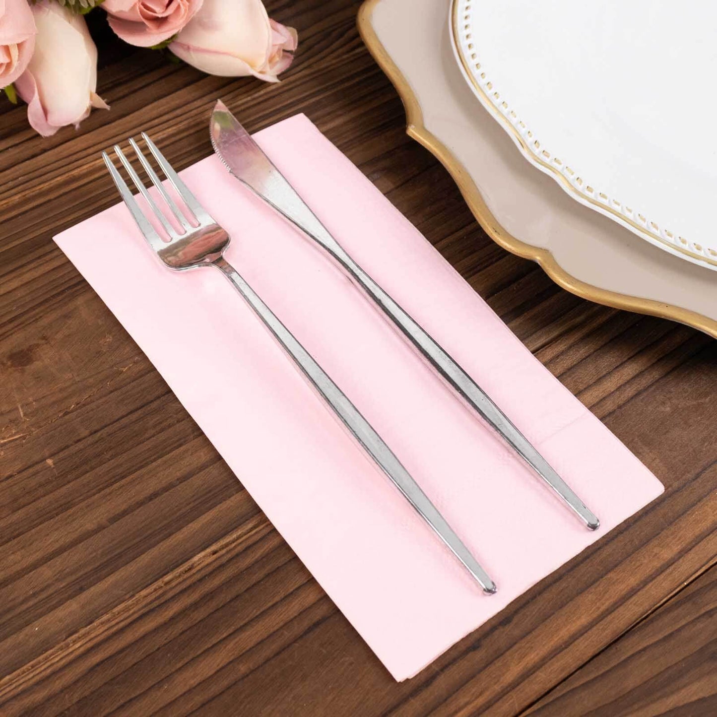 50-Pack Paper Napkins Pink - Soft Disposable 2-Ply Dinner Napkins for Weddings