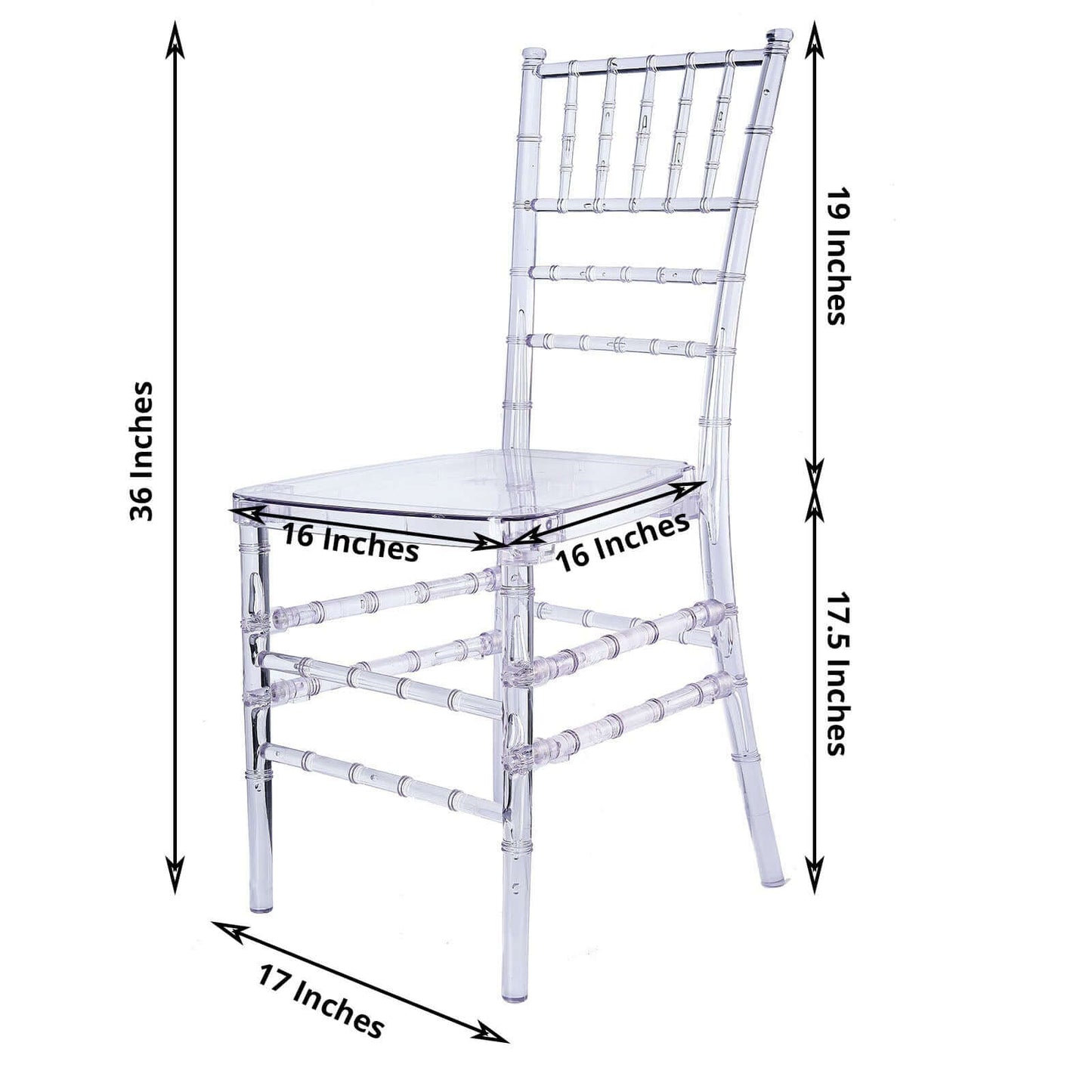 Resin Chiavari Chair Transparent and Stackable Clear - Sleek Armless Design for Weddings & Gatherings