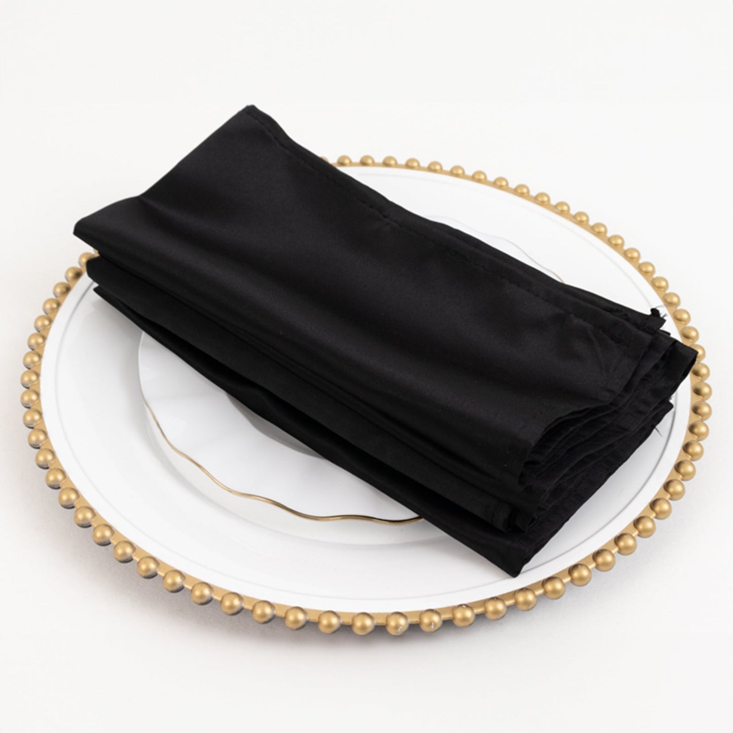 5 Pack Lamour Satin 20"x20" Napkins Black - Exquisite Dinner Napkins with Soft Matte Finish for Weddings & Events