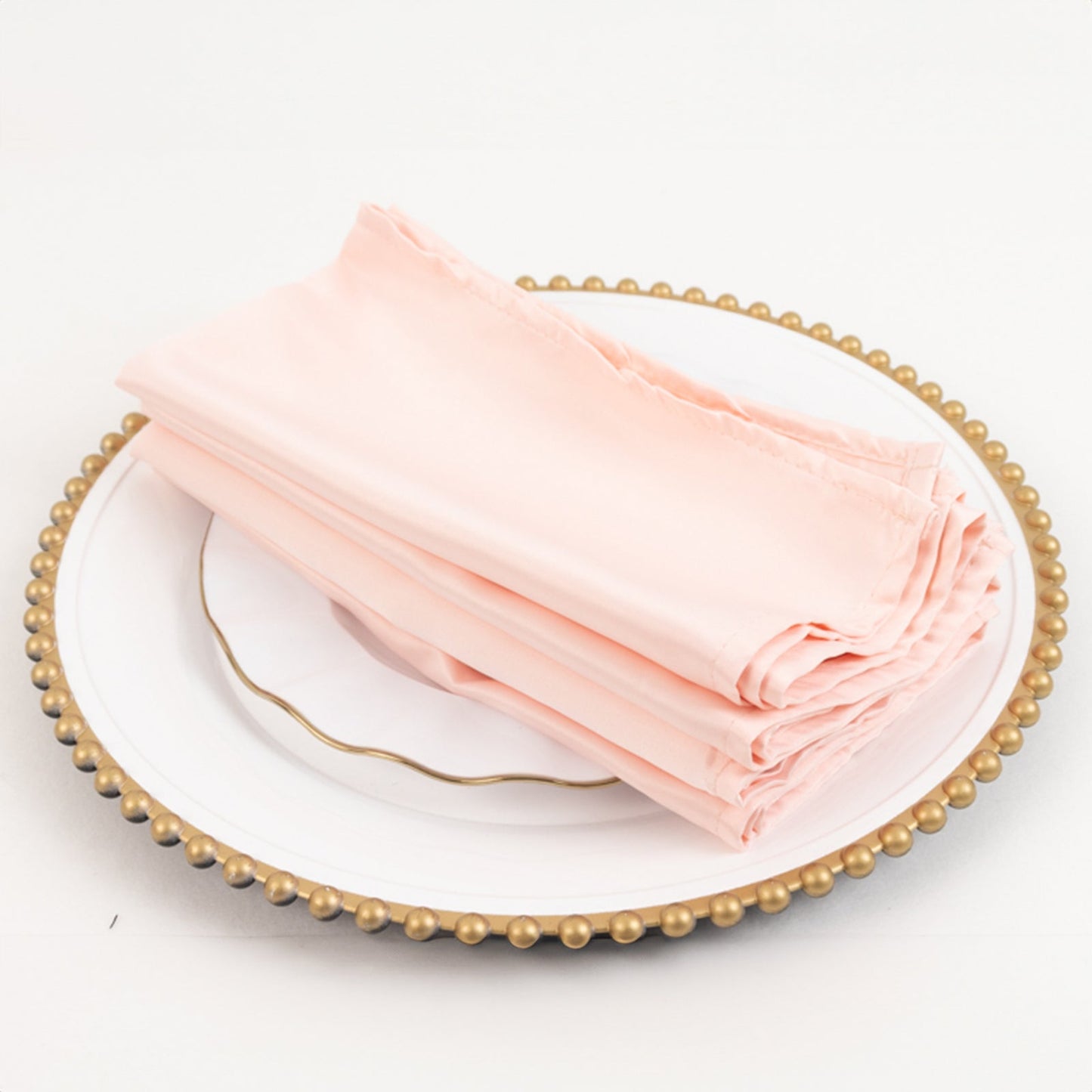 5 Pack Lamour Satin 20"x20" Napkins Blush - Soft Matte Finish Dinner Napkins