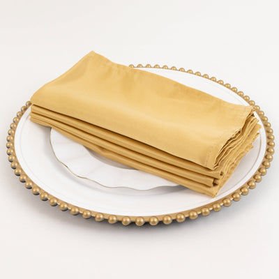 5 Pack Lamour Satin 20"x20" Napkins Champagne - Soft Matte Finish Dinner Napkins