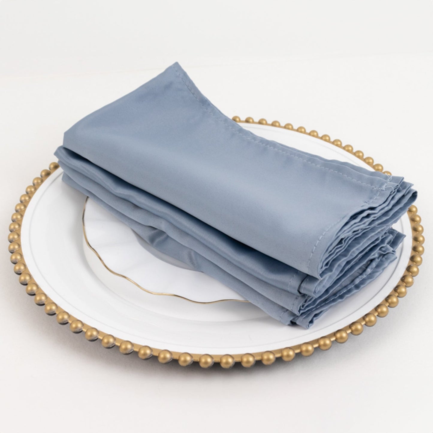 5 Pack Lamour Satin 20"x20" Napkins Dusty Blue - Soft Matte Finish Dinner Napkins