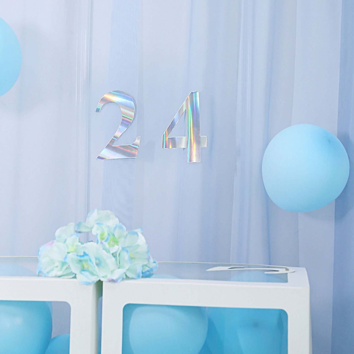 4-Pack Stickers Banner Custom 0-9 Number "4" Design Iridescent - Milestone Age and Date Stick-On Numbers 5"