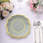 25-Pack Paper Dessert Plates in Sage Green with Gold Scallop Rim - Disposable 300GSM Appetizer Salad Plates 8"