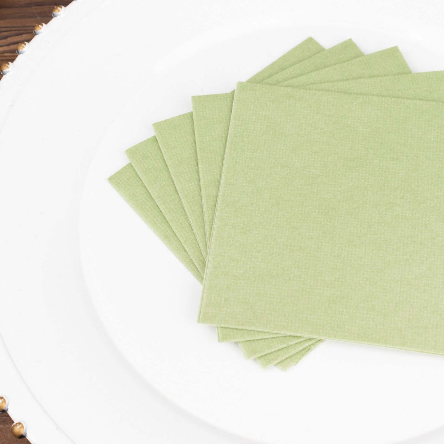 20 Pack Linen-Like Paper 5"x5" Napkins Sage Green - Highly Absorbent Airlaid Napkins