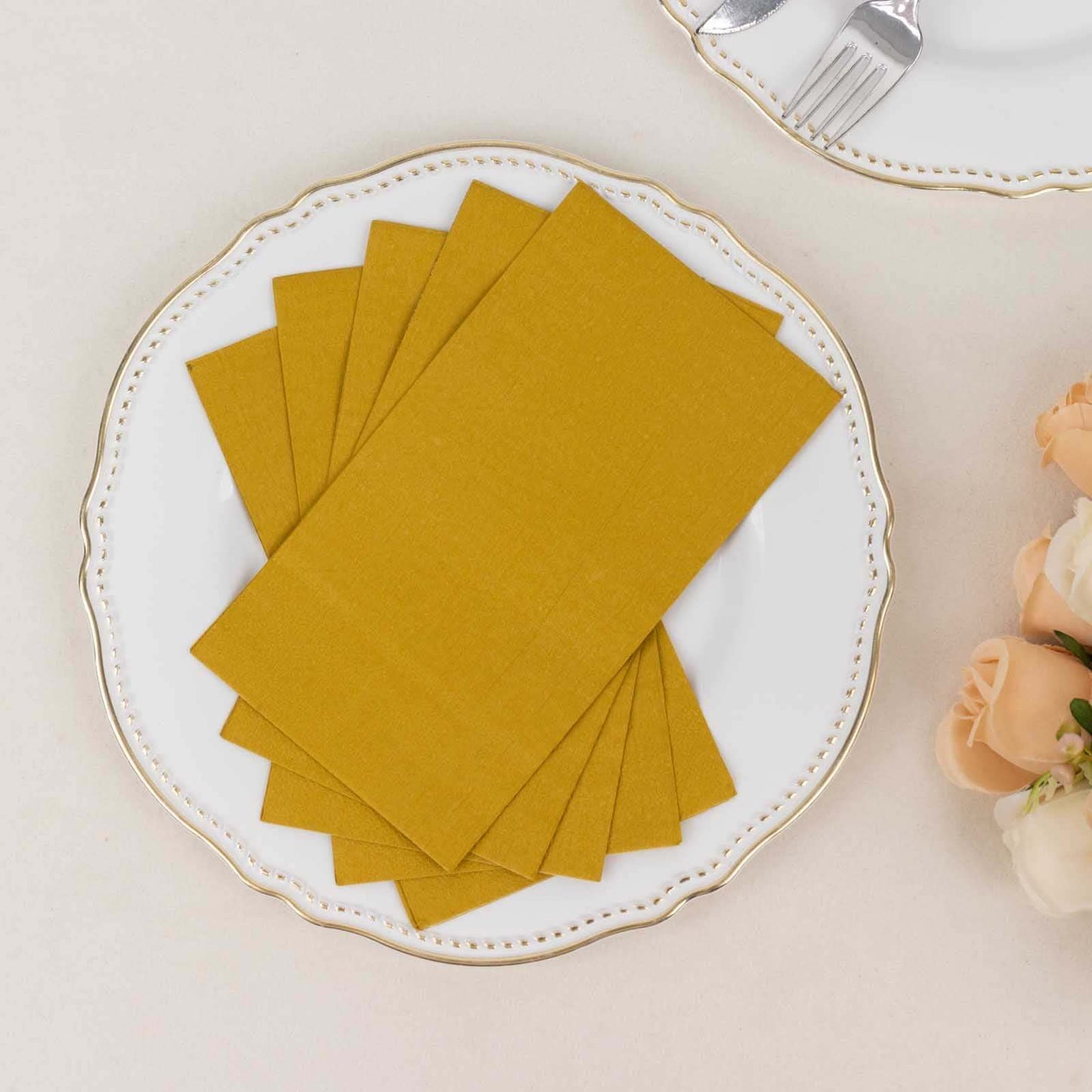 50-Pack Paper Napkins Gold - Soft Disposable 2-Ply Dinner Napkins for Weddings