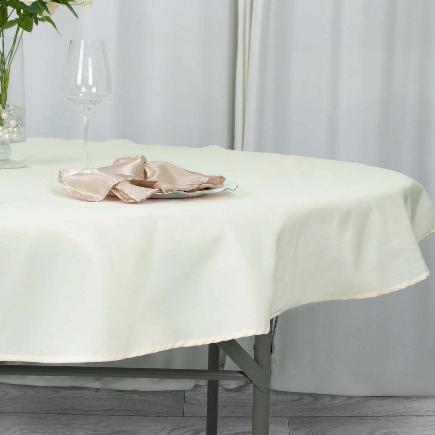 Premium Polyester 70" Round Tablecloth Ivory - Stain and Wrinkle-Resistant 220GSM Table Cover
