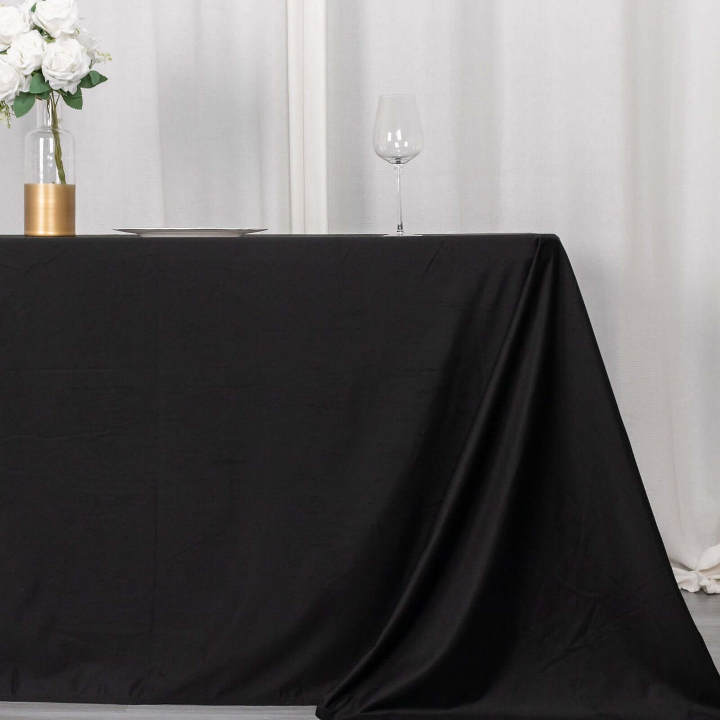 Scuba Rectangular 90"x132" Tablecloth Black - Wrinkle Free, Stain Resistant & Seamless Table Cover for Weddings and Parties