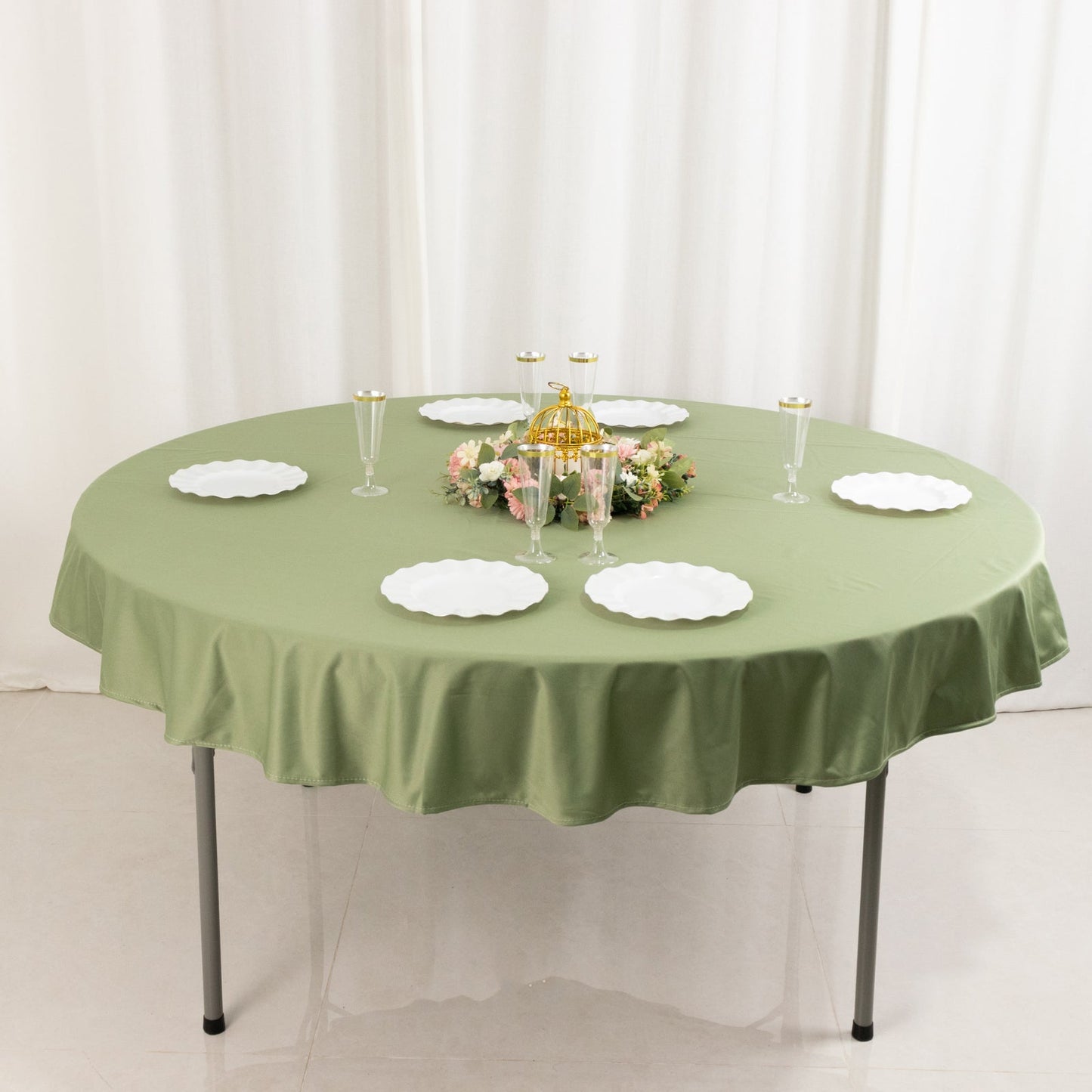 Scuba Round 70" Tablecloth Dusty Sage Green - Wrinkle Free & Stain Resistant Table Cover