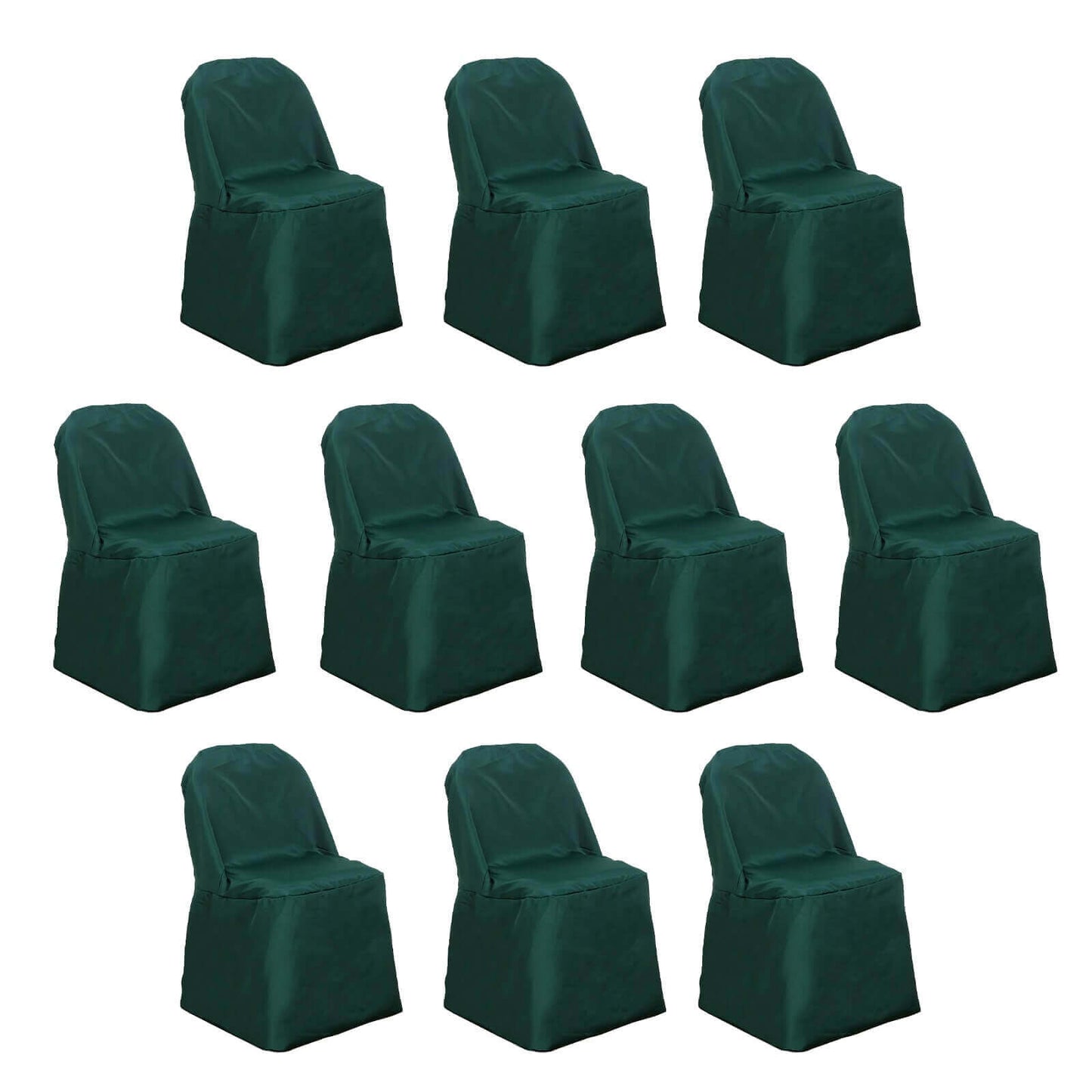 10 Pack Polyester Chair Covers for Folding Chairs Hunter Emerald Green - Wrinkle-Free Stain-Resistant Slip-On Slipcovers