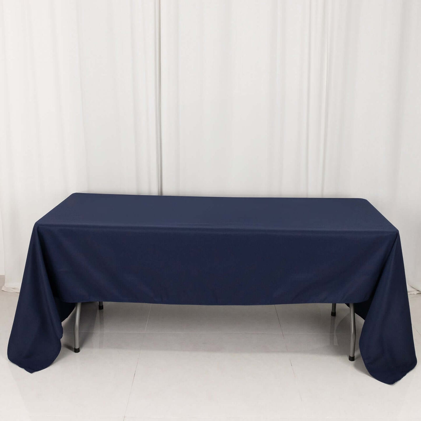 Premium Polyester 60"x126" Rectangle Tablecloth Navy Blue - Stain-Resistant 220GSM Finish Table Cover