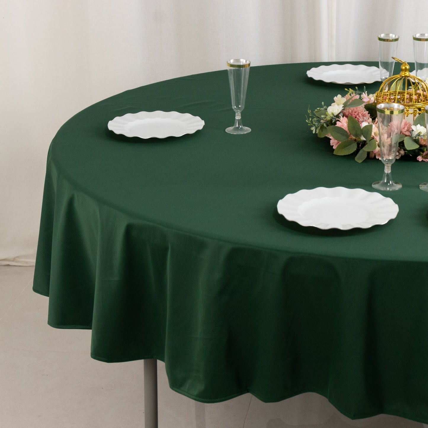 Scuba Round 90" Tablecloth Hunter Emerald Green - Wrinkle Free & Stain Resistant Table Cover