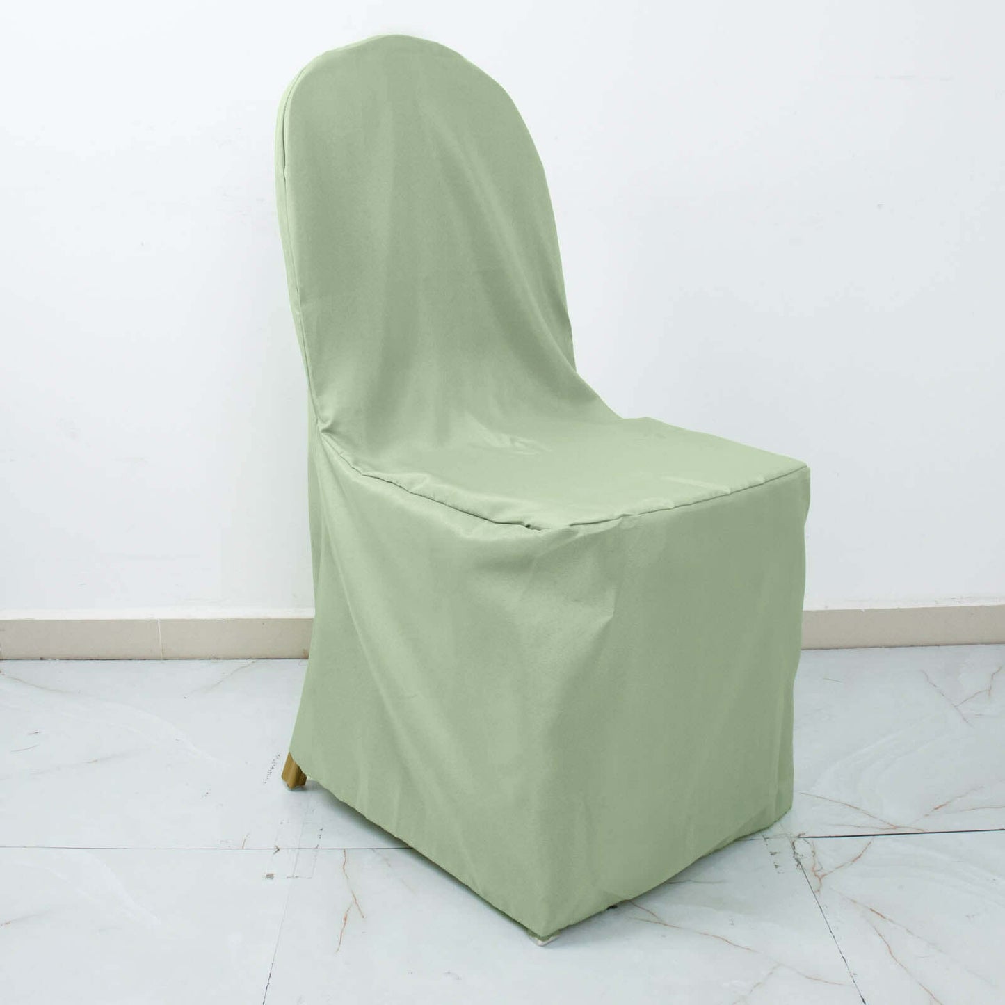 Polyester Slip On Banquet Chair Covers Sage Green - Stain-Resistant Reusable Durable Fabric