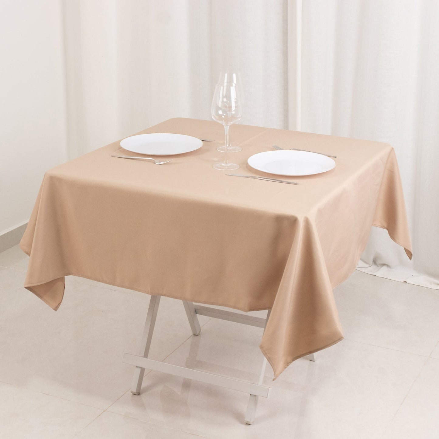 Premium Polyester 54"x54" Square Tablecloth Nude - 220GSM Stain and Wrinkle-Resistant Table Cover