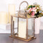 Stainless Steel Candle Lantern Cage Top Design Rose Gold - Outdoor Metal Patio Lantern Centerpiece 10" - Linen Luxes