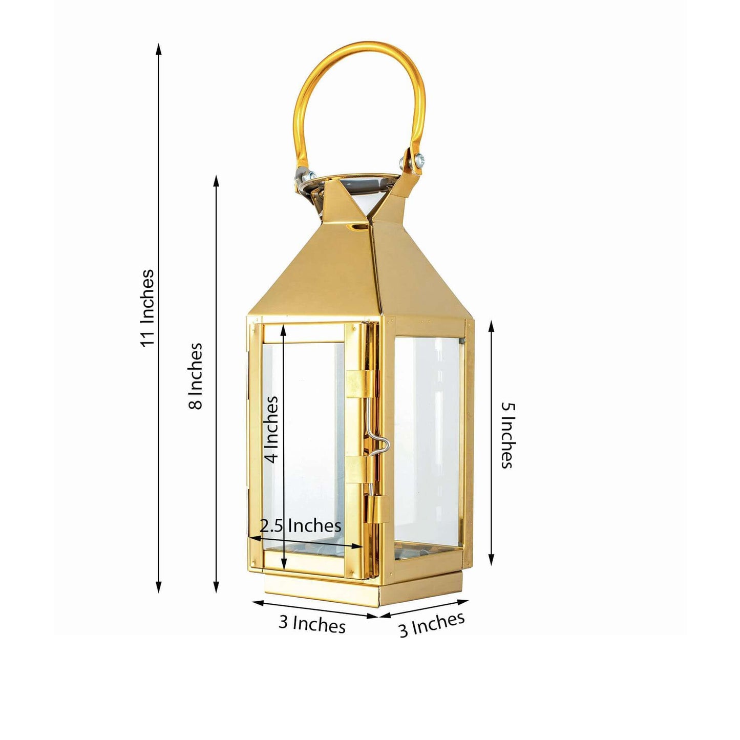 Stainless Steel Candle Lantern Crown Top Design Gold - Outdoor Metal Patio Lantern Centerpiece 8" - Linen Luxes