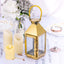 Stainless Steel Candle Lantern Crown Top Design Gold - Outdoor Metal Patio Lantern Centerpiece 8" - Linen Luxes