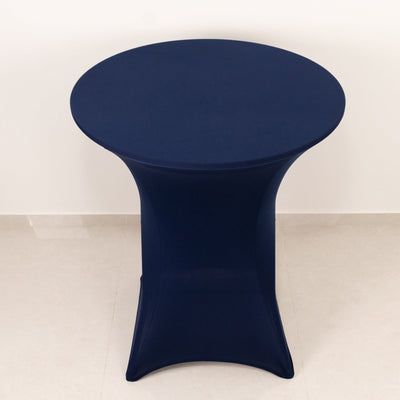 Spandex 36" Round Cocktail Table Cover Navy Blue - Easy to Maintain Stretch Fitted Highboy Tablecloth
