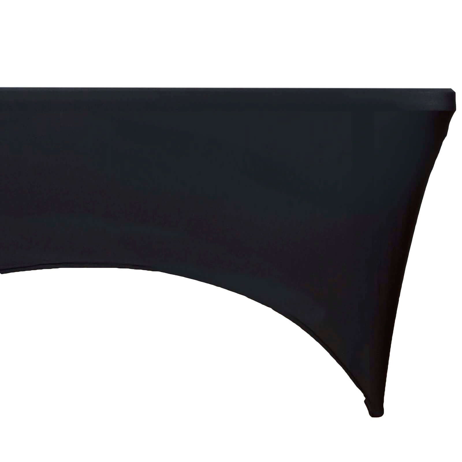 Stretch Spandex 48"x30" Rectangle Tablecloth Black - Durable Form - Fitting Table Cover - Linen Luxes