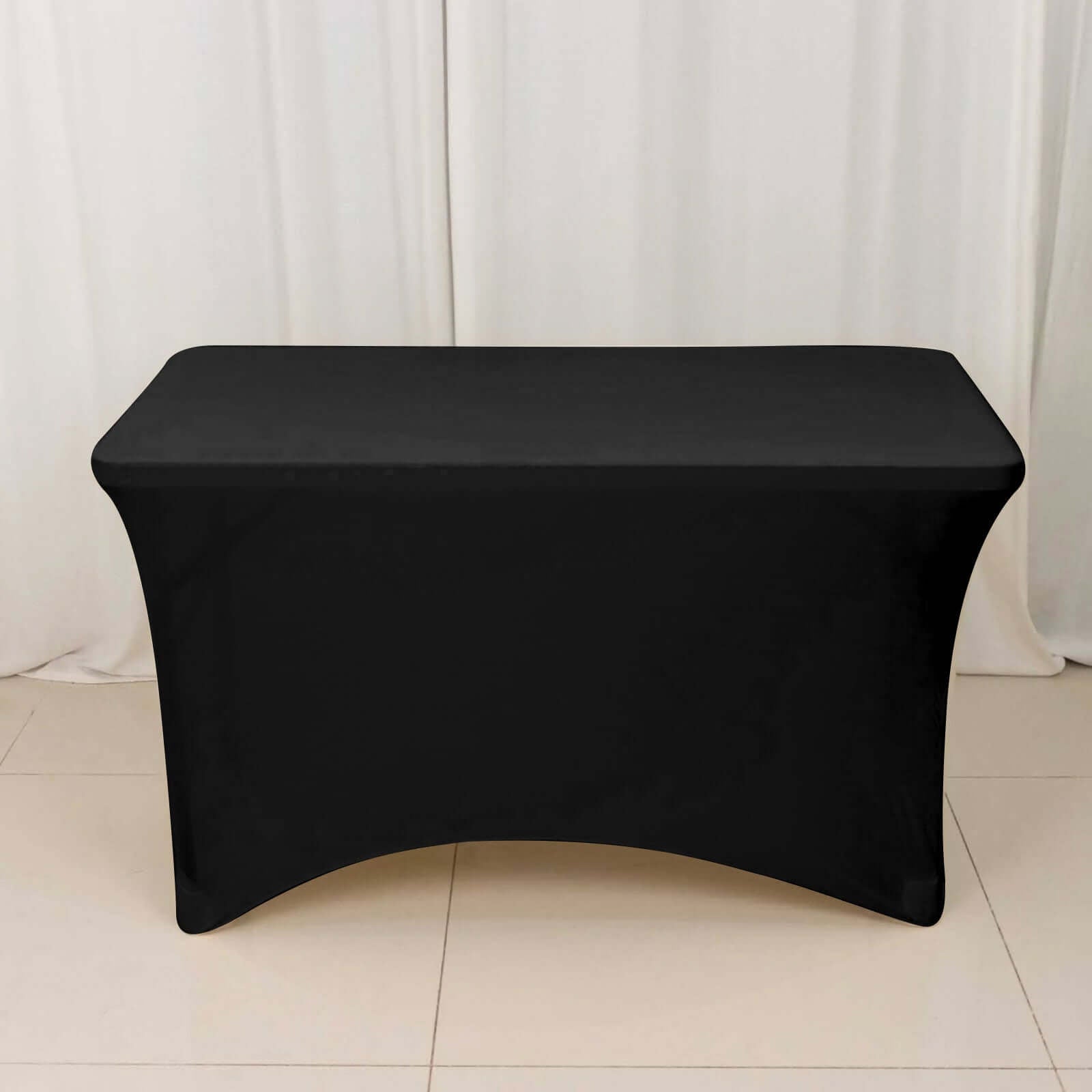 Stretch Spandex 48"x30" Rectangle Tablecloth Black - Durable Form - Fitting Table Cover - Linen Luxes