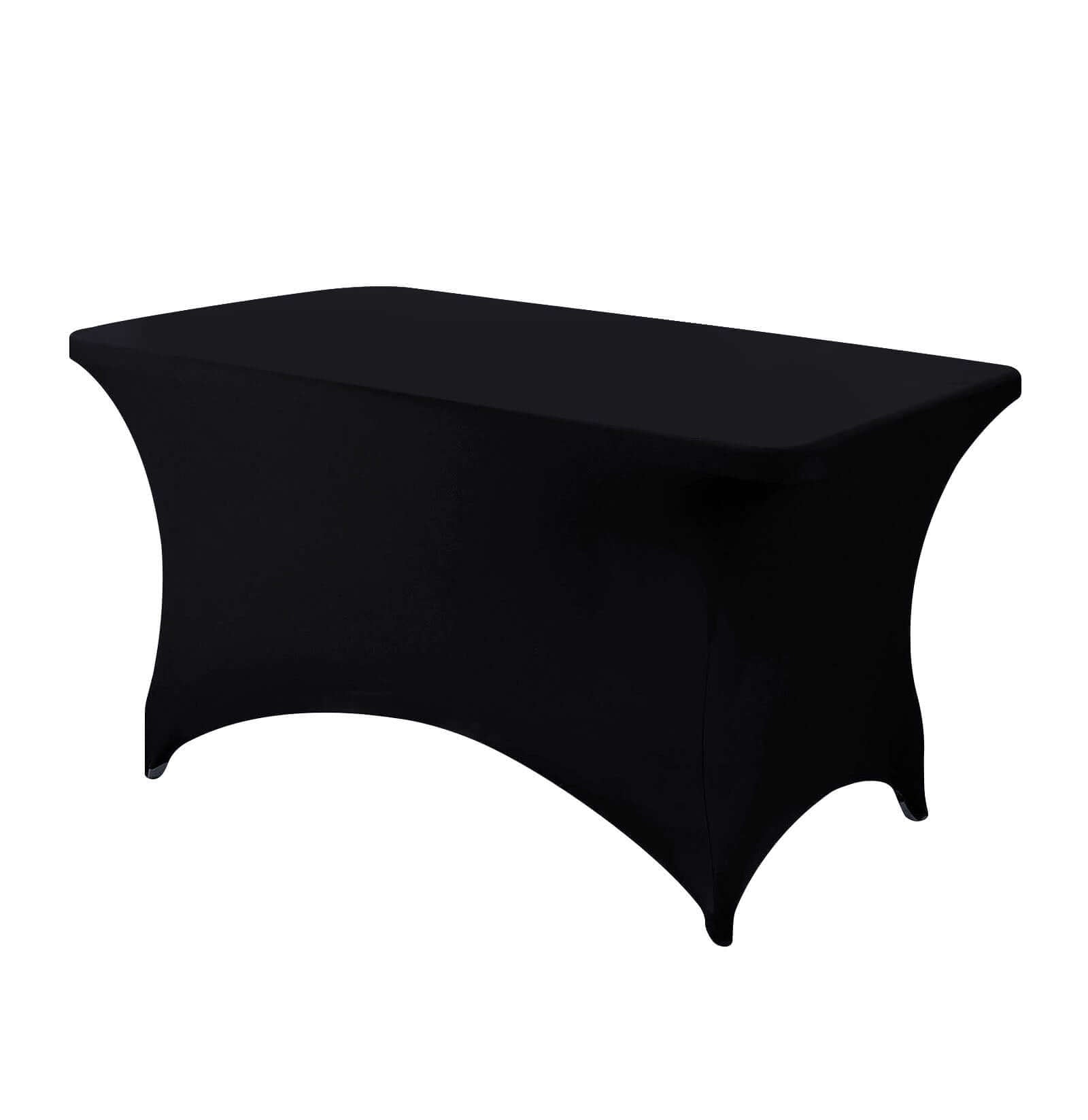 Stretch Spandex 48"x30" Rectangle Tablecloth Black - Durable Form - Fitting Table Cover - Linen Luxes