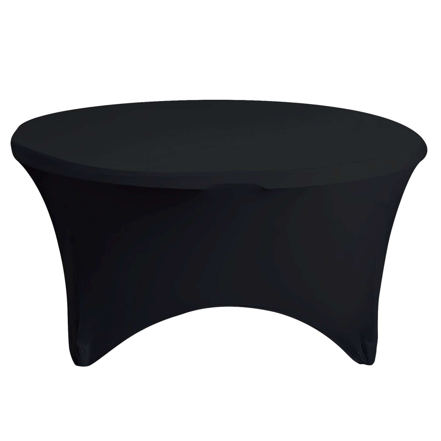 Stretch Spandex 5ft Round Tablecloth Black - Durable Form - Fitting Table Cover - Linen Luxes