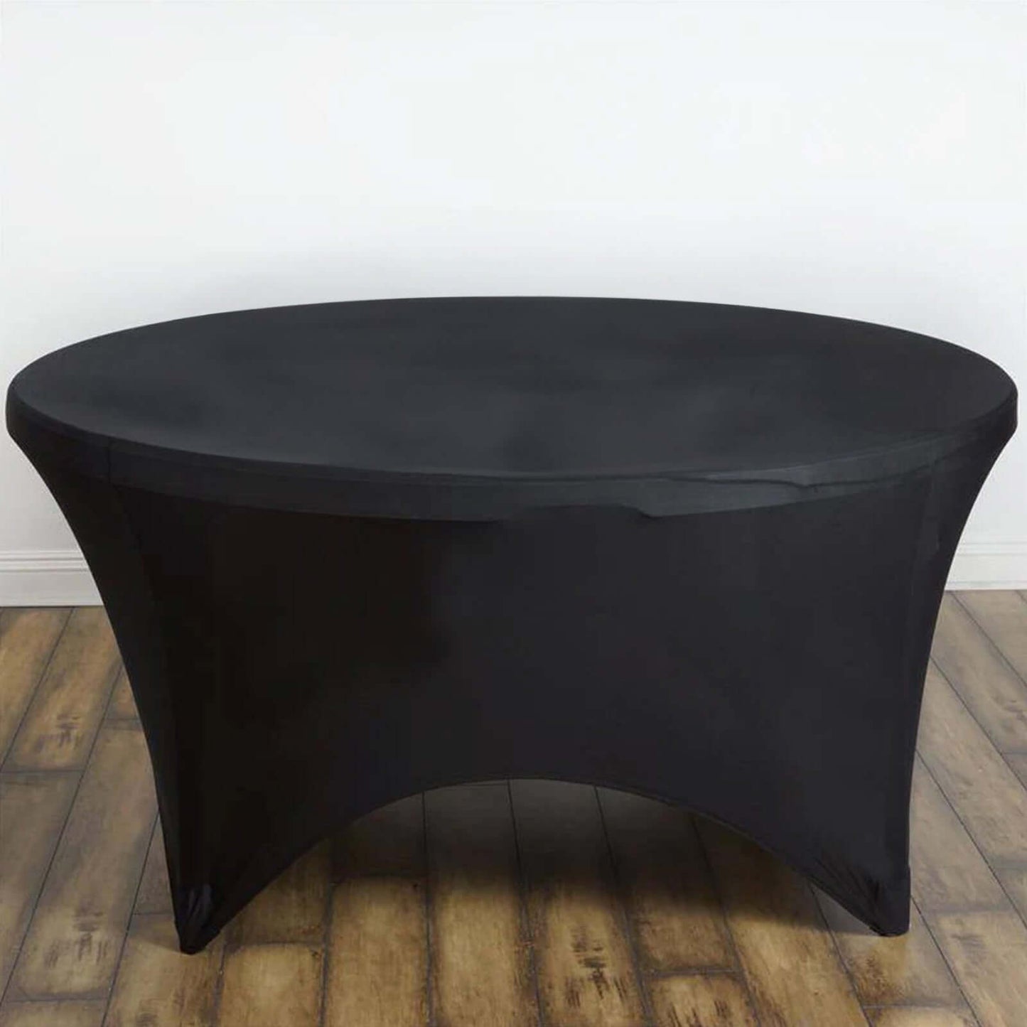 Stretch Spandex 5ft Round Tablecloth Black - Durable Form - Fitting Table Cover - Linen Luxes