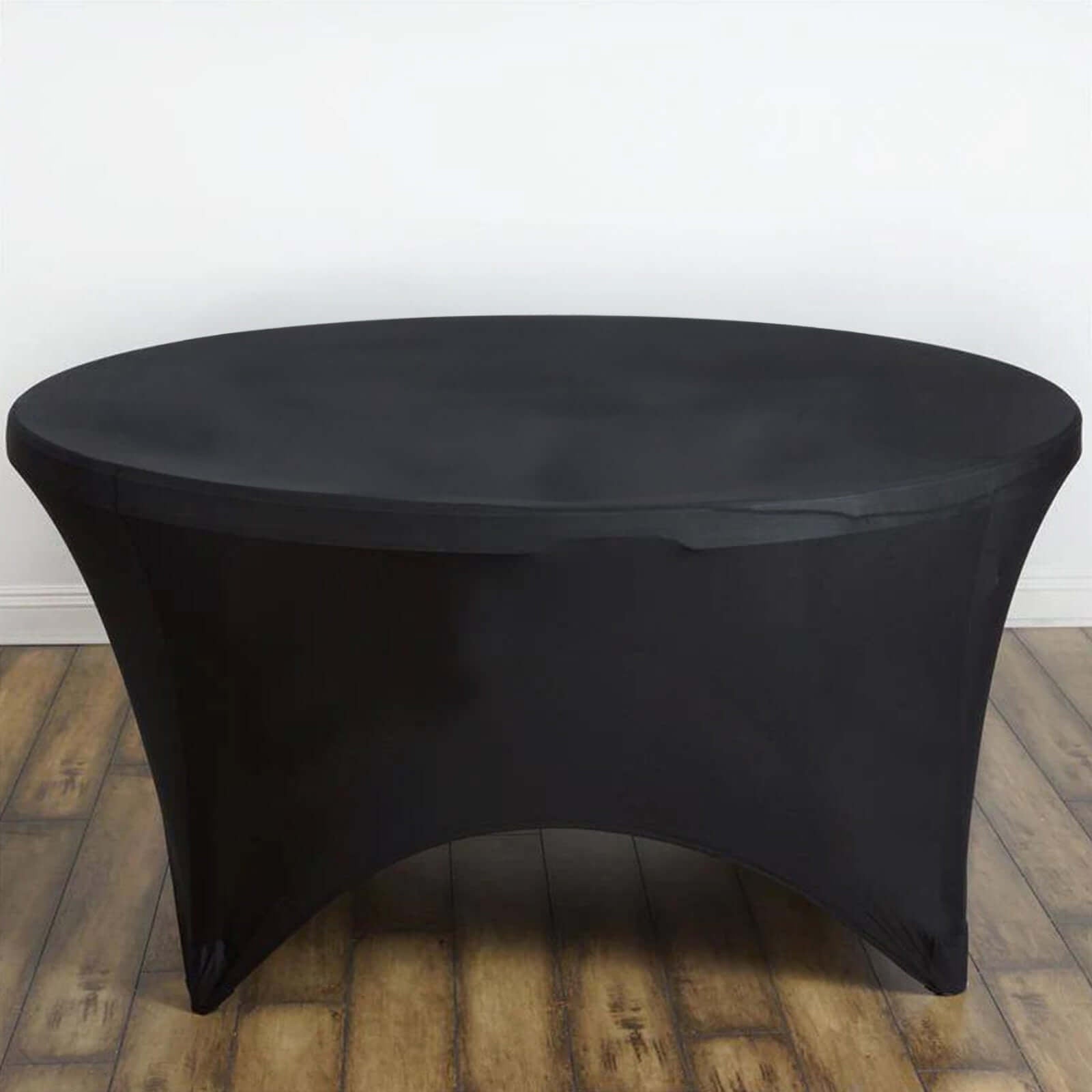 Stretch Spandex 5ft Round Tablecloth Black - Durable Form - Fitting Table Cover - Linen Luxes