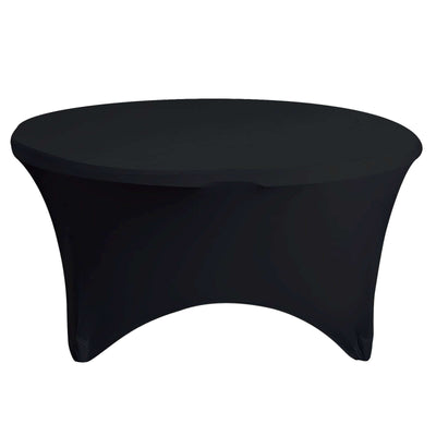 Stretch Spandex 5ft Round Tablecloth Black - Durable Form - Fitting Table Cover - Linen Luxes