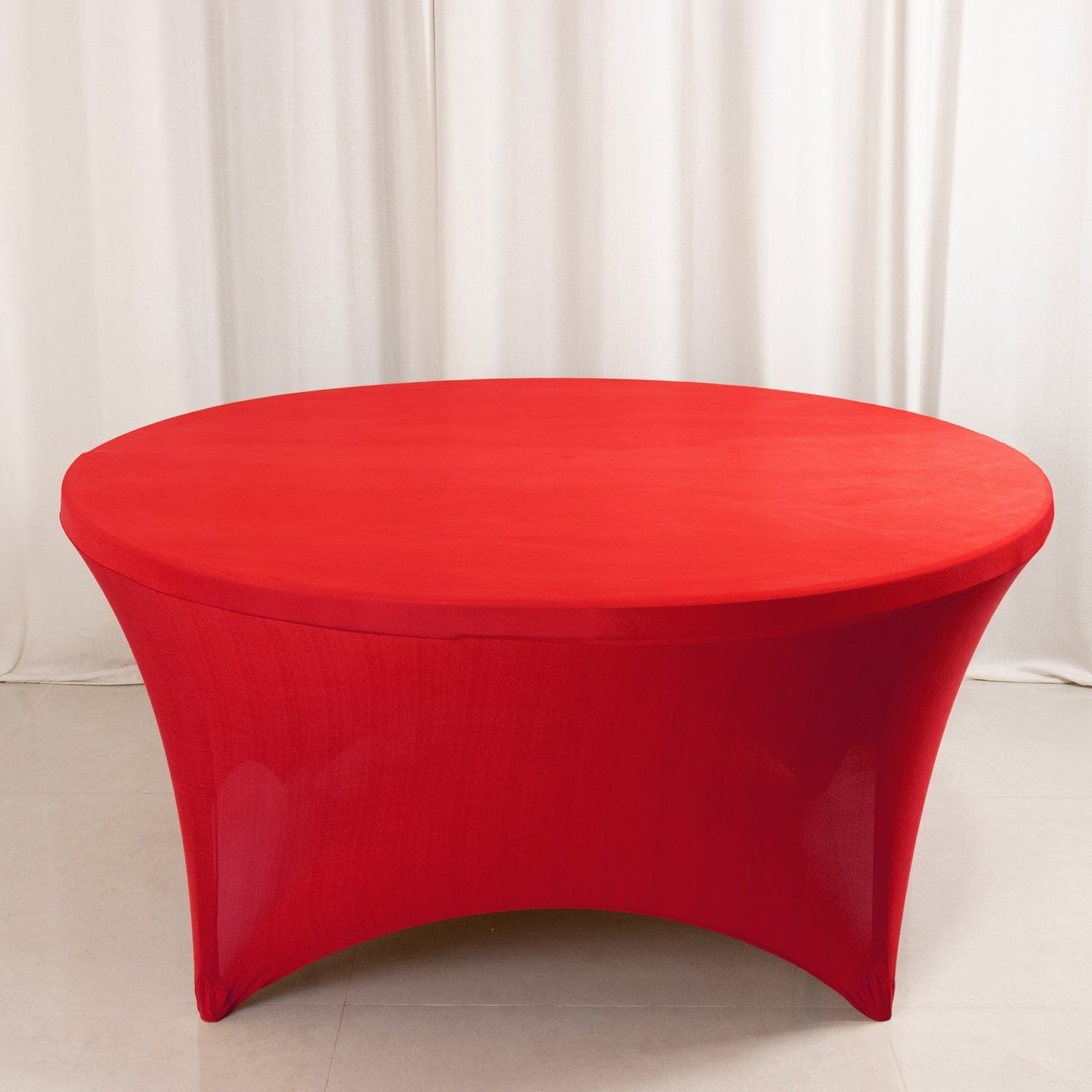 Stretch Spandex 5ft Round Tablecloth Red - Durable Form - Fitting Table Cover - Linen Luxes