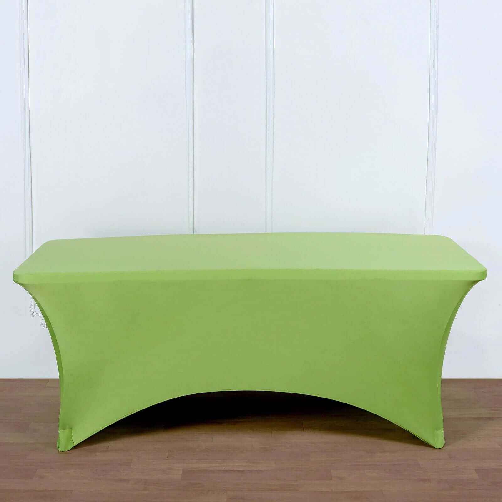 Stretch Spandex 6ft Rectangle Tablecloth Apple Green - Durable Form - Fitting Table Cover - Linen Luxes