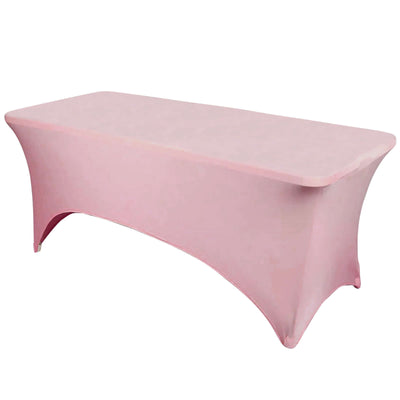 Stretch Spandex 6ft Rectangle Tablecloth Dusty Rose - Durable Form - Fitting Table Cover for Events & Presentations - Linen Luxes