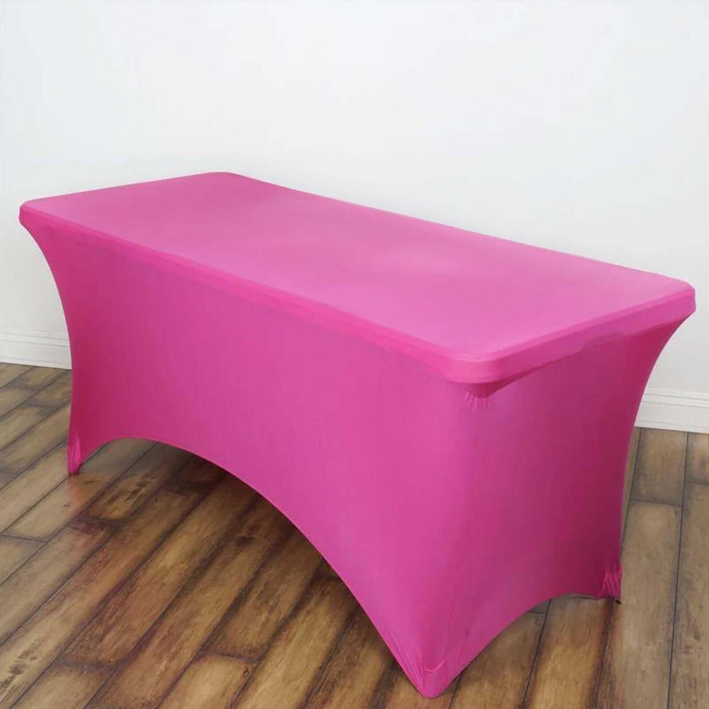 Stretch Spandex 6ft Rectangle Tablecloth Fuchsia - Durable Form - Fitting Table Cover - Linen Luxes