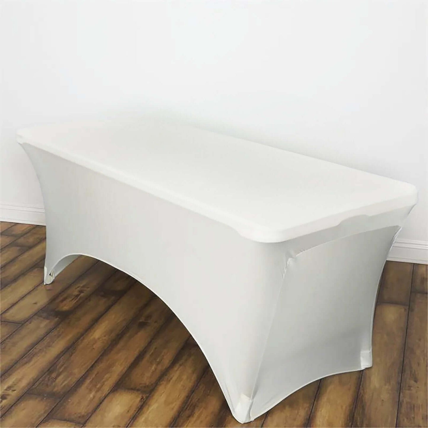 Stretch Spandex 6ft Rectangle Tablecloth Ivory - Durable Form - Fitting Table Cover - Linen Luxes