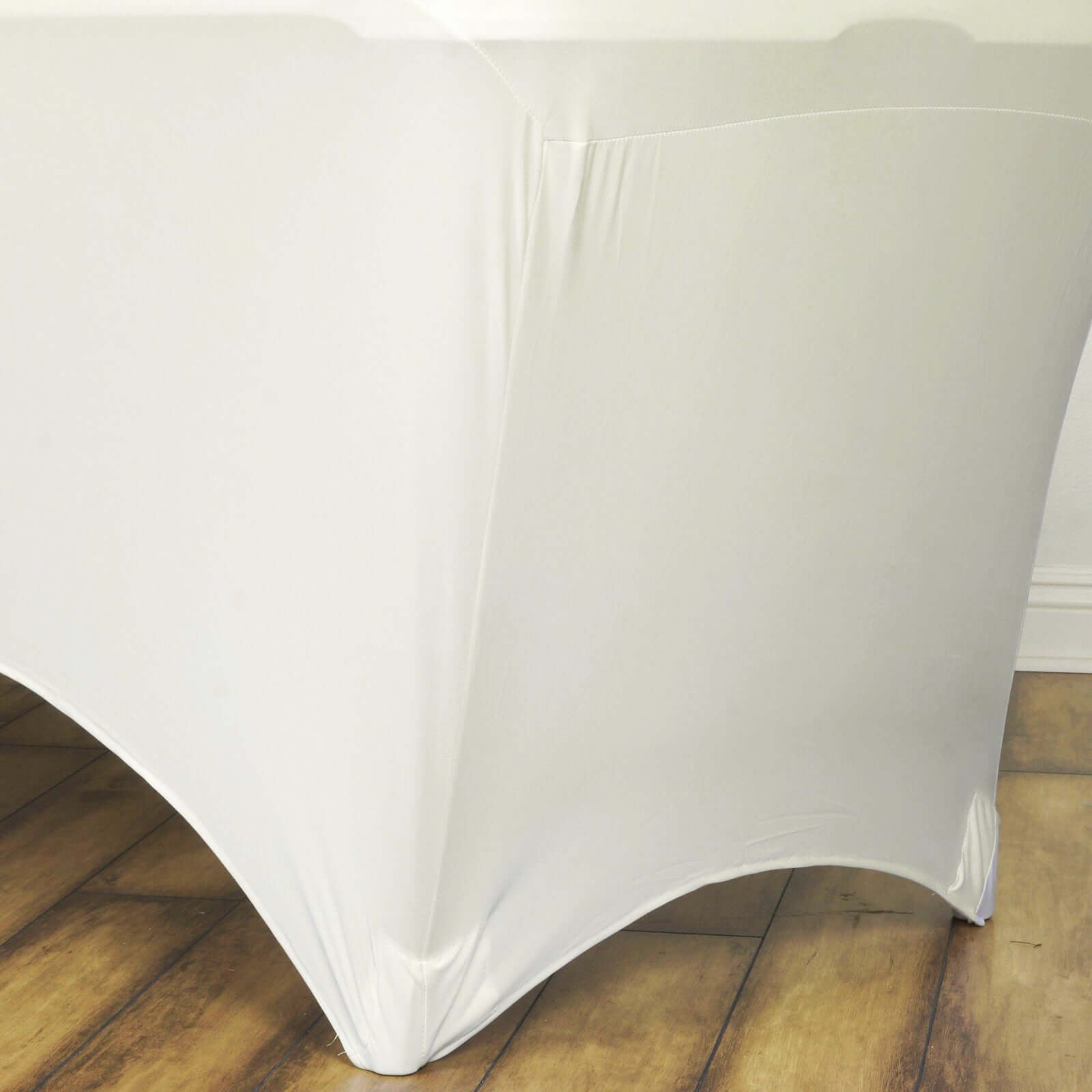 Stretch Spandex 6ft Rectangle Tablecloth Ivory - Durable Form - Fitting Table Cover - Linen Luxes