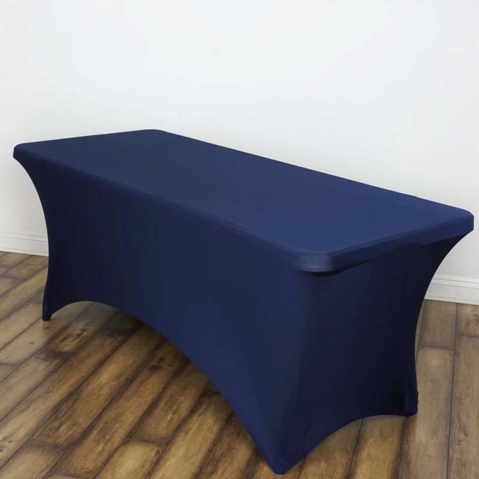 Stretch Spandex 6ft Rectangle Tablecloth Navy Blue - Durable Form - Fitting Table Cover - Linen Luxes