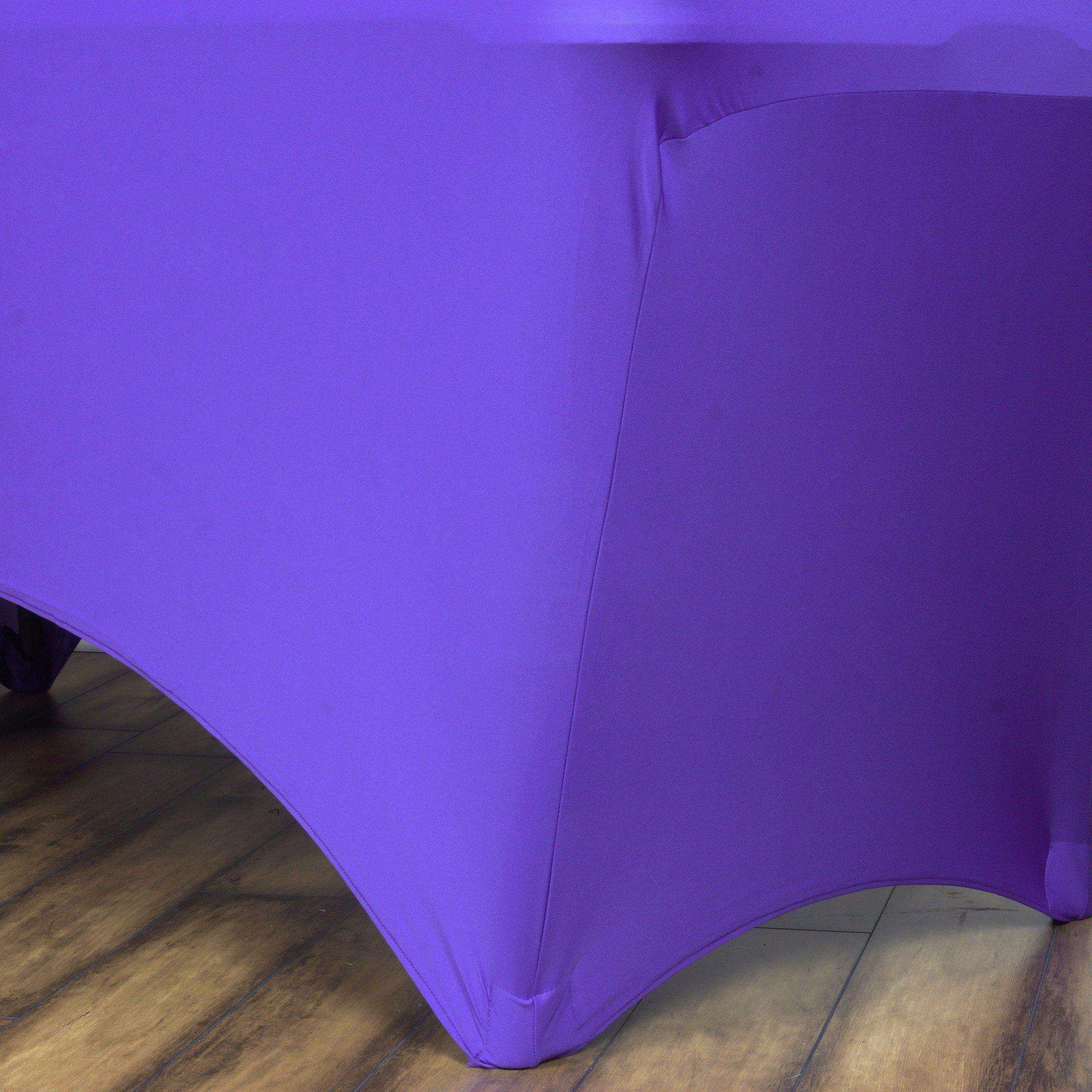 Stretch Spandex 6ft Rectangle Tablecloth Purple - Durable Form - Fitting Table Cover - Linen Luxes