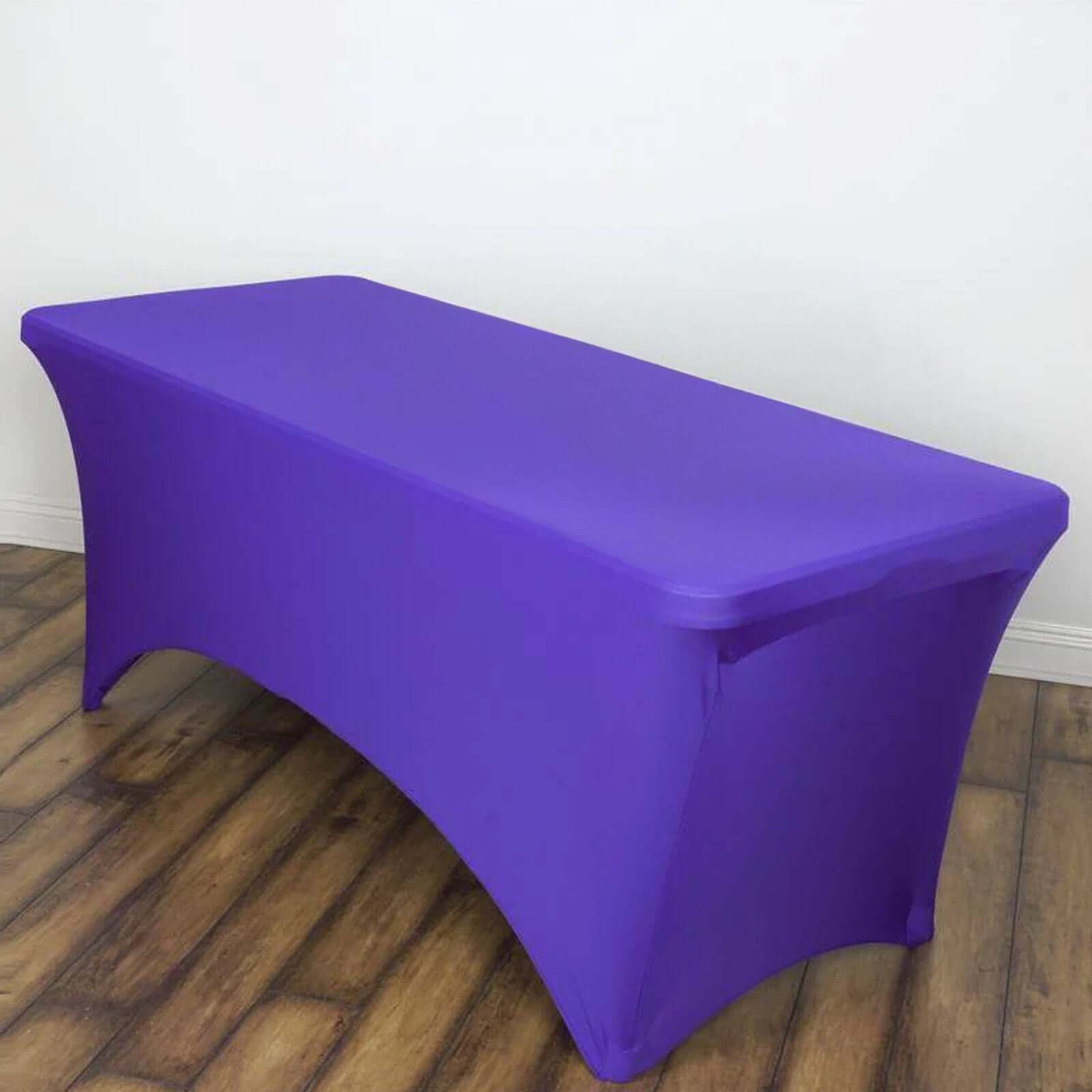 Stretch Spandex 6ft Rectangle Tablecloth Purple - Durable Form - Fitting Table Cover - Linen Luxes