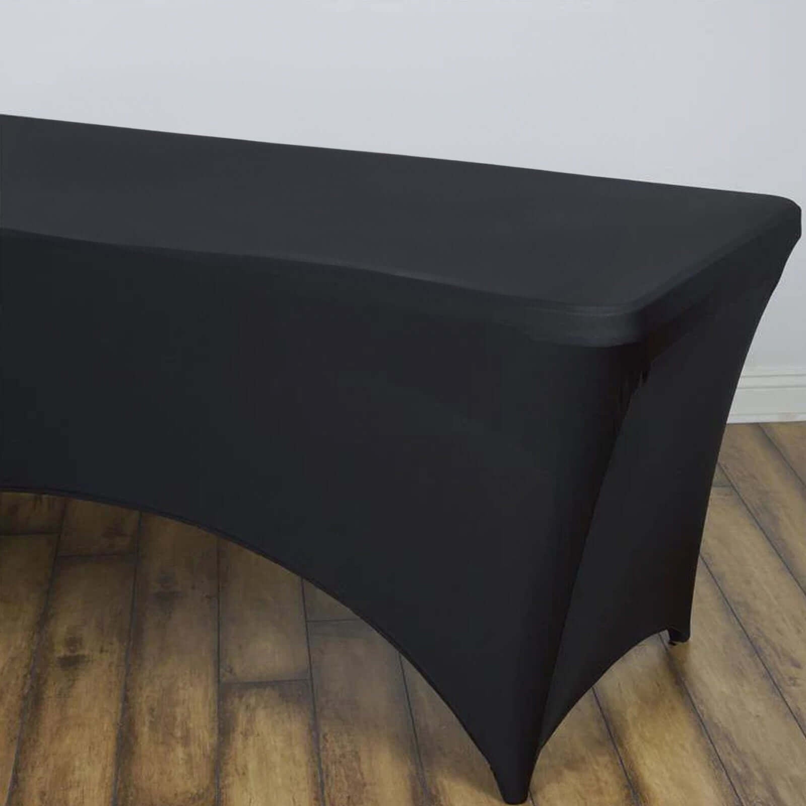 Stretch Spandex 96"x30" Rectangle Table Cover Black - Durable Form - Fitting Tablecloth - Linen Luxes