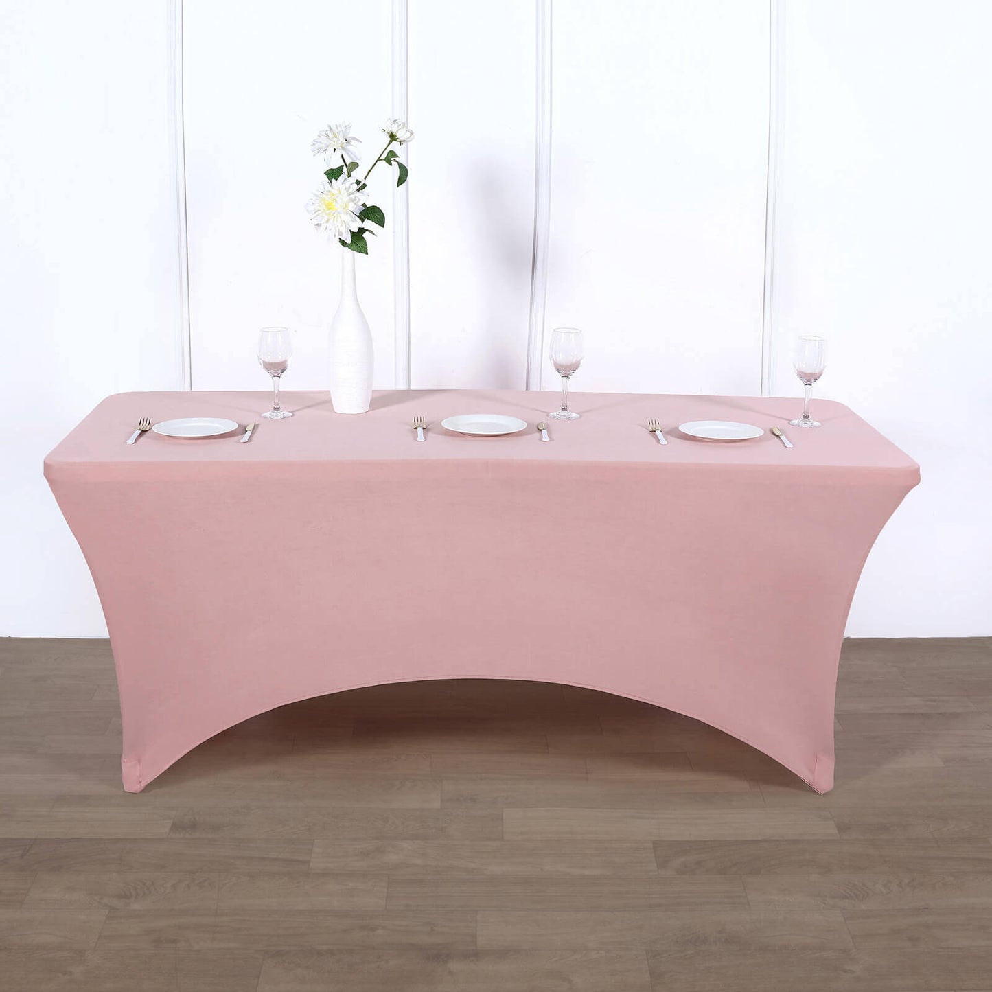 Stretch Spandex 96"x30" Rectangle Table Cover Dusty Rose - Durable Form - Fitting Tablecloth - Linen Luxes