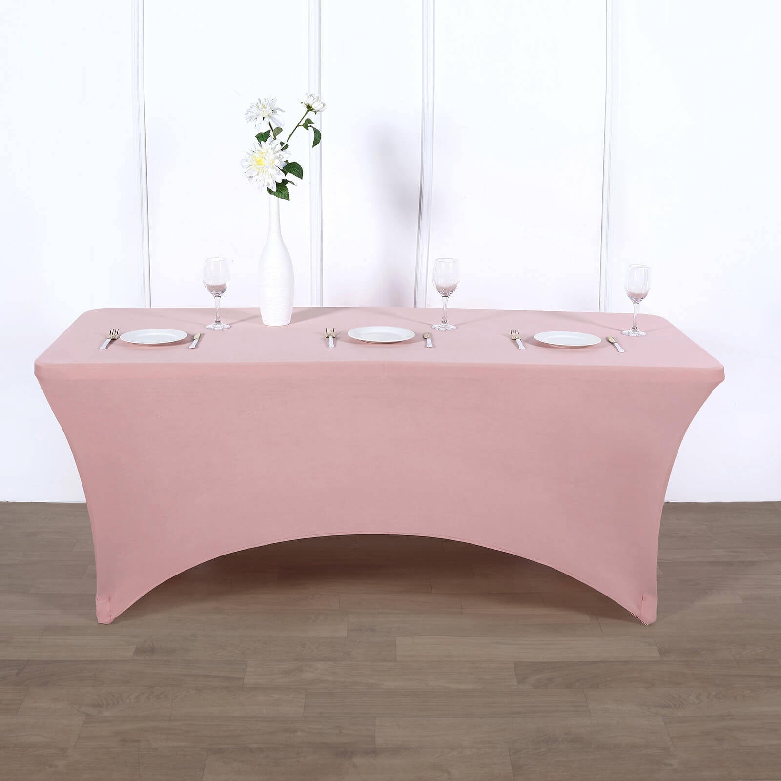 Stretch Spandex 96"x30" Rectangle Table Cover Dusty Rose - Durable Form - Fitting Tablecloth - Linen Luxes