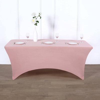 Stretch Spandex 96"x30" Rectangle Table Cover Dusty Rose - Durable Form - Fitting Tablecloth - Linen Luxes