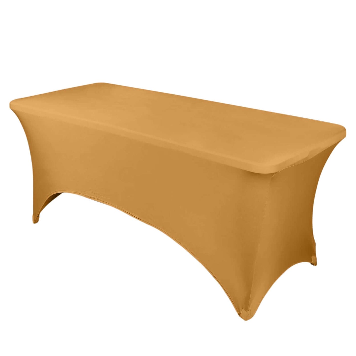 Stretch Spandex 96"x30" Rectangle Table Cover Gold - Durable Form - Fitting Tablecloth for Events & Presentations - Linen Luxes