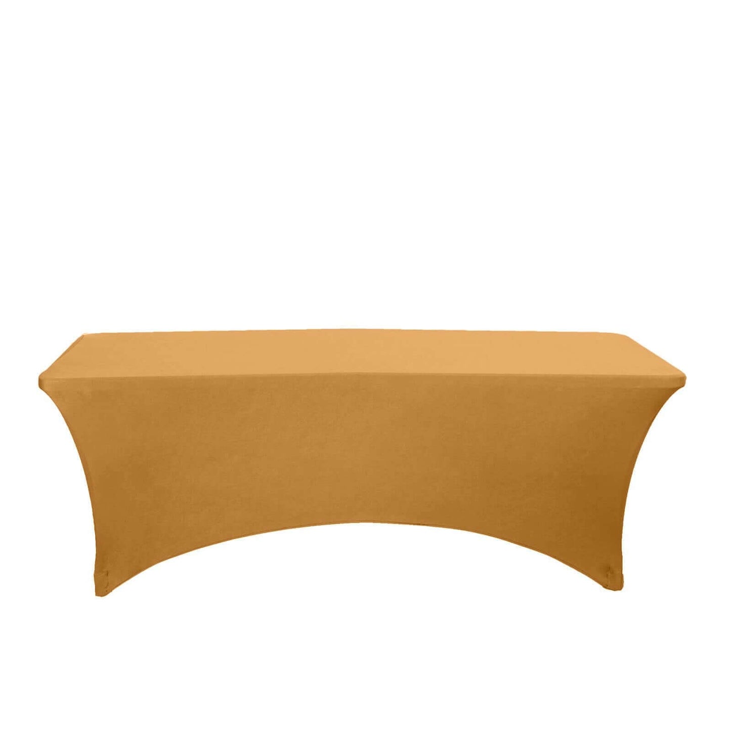 Stretch Spandex 96"x30" Rectangle Table Cover Gold - Durable Form - Fitting Tablecloth for Events & Presentations - Linen Luxes
