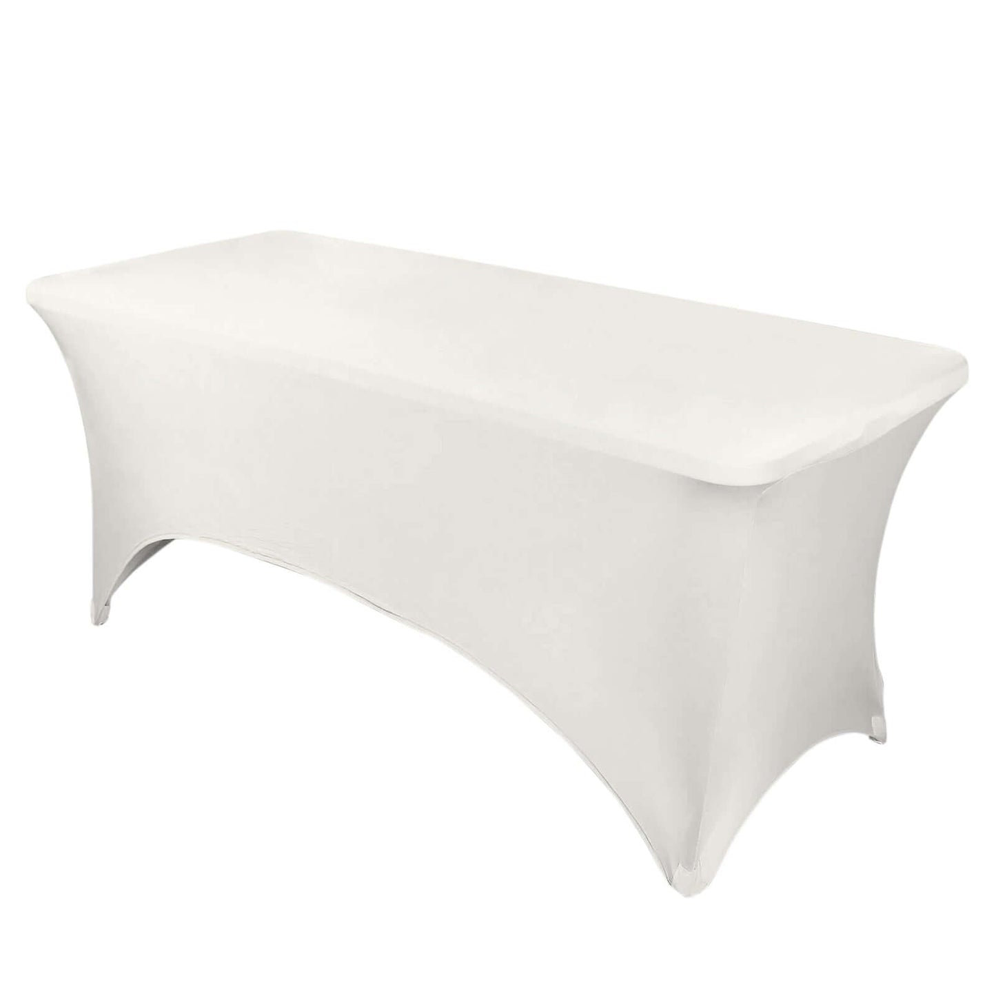 Stretch Spandex 96"x30" Rectangle Table Cover Ivory - Durable Form - Fitting Tablecloth - Linen Luxes