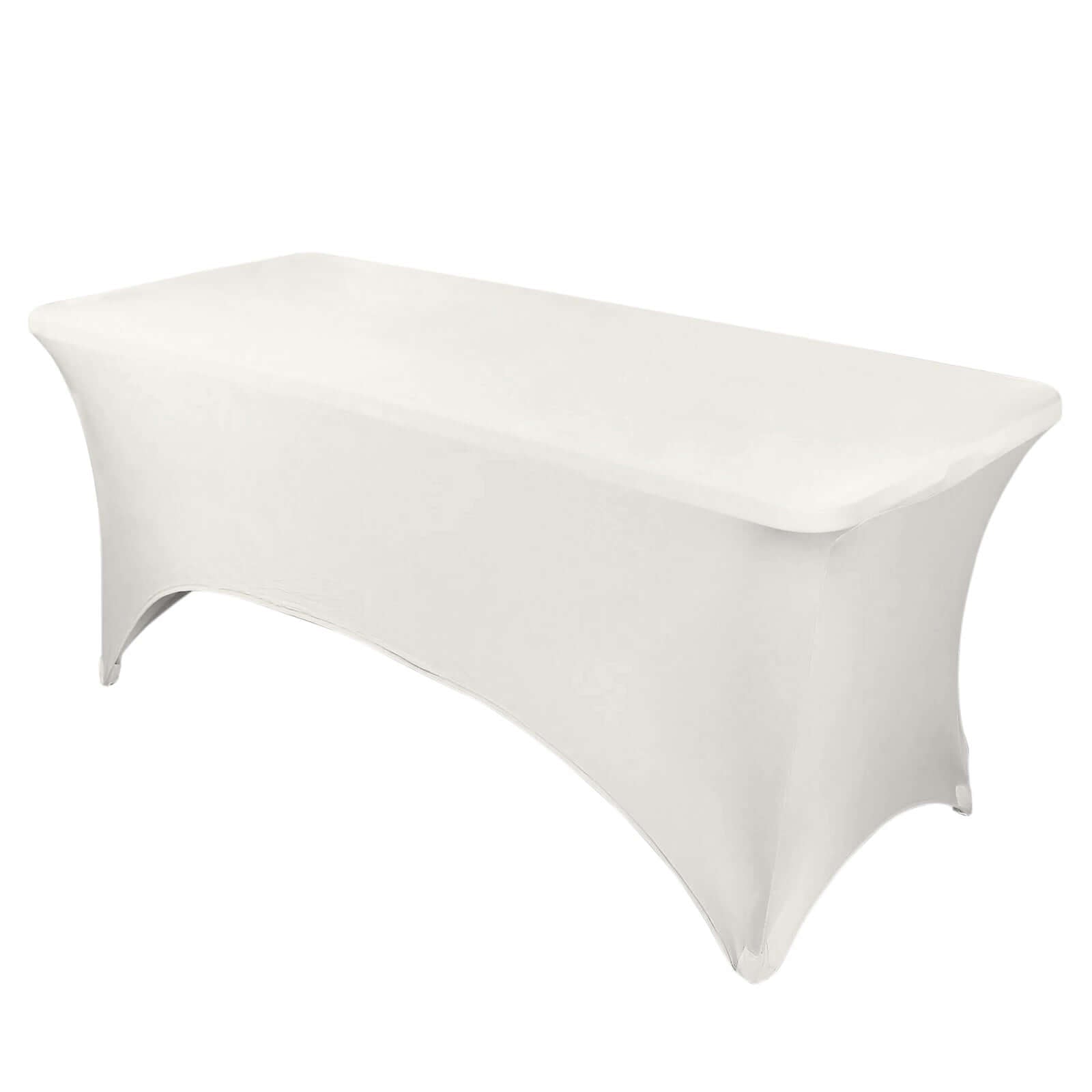 Stretch Spandex 96"x30" Rectangle Table Cover Ivory - Durable Form - Fitting Tablecloth - Linen Luxes
